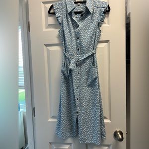 Blue coral dress with pockets
